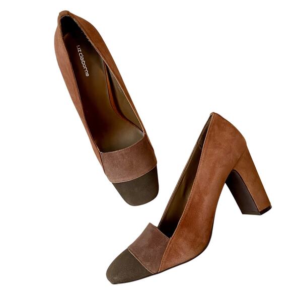 Liz Claiborne Suede Patchwork Heels - Picture 1 of 10
